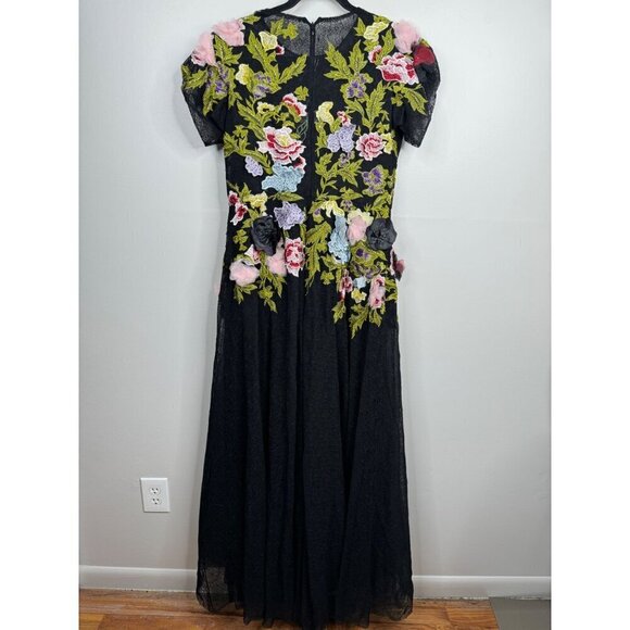 $998 MAC DUGGAL 11411 Black 3D Floral Dress Size 10 Embroidered Formal Gown NWT - Picture 7 of 10